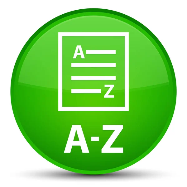 A-Z (icono de la página de lista) botón redondo verde especial — Foto de Stock
