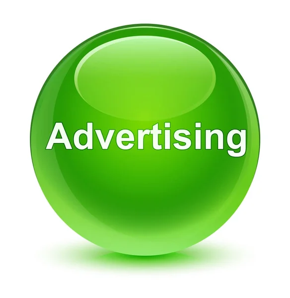 Advertising glassy green round button — Stock Photo, Image