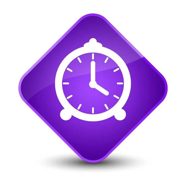 Ícone do relógio de alarme elegante botão de diamante roxo — Fotografia de Stock