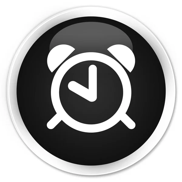Ícone do relógio de alarme botão redondo preto premium — Fotografia de Stock