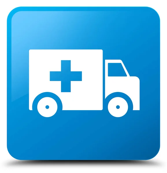 Ambulance azurová modrá čtvercové tlačítko — Stock fotografie