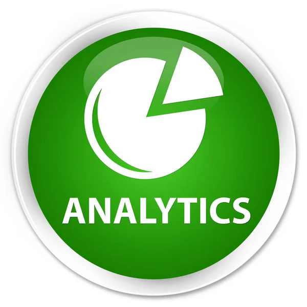 Analytics (ícone gráfico) botão redondo verde prémio — Fotografia de Stock