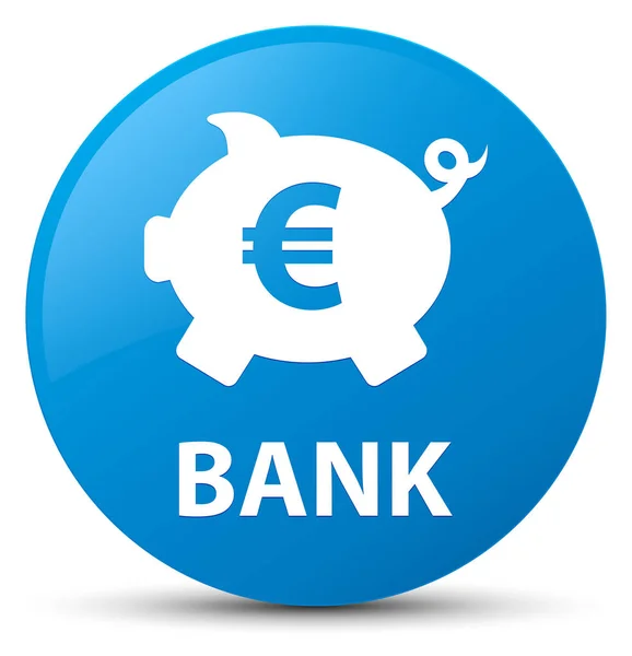 Banco (piggy box euro sign) ciano botão redondo azul — Fotografia de Stock