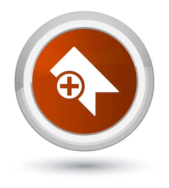 Icono de marcador primer botón redondo marrón —  Fotos de Stock