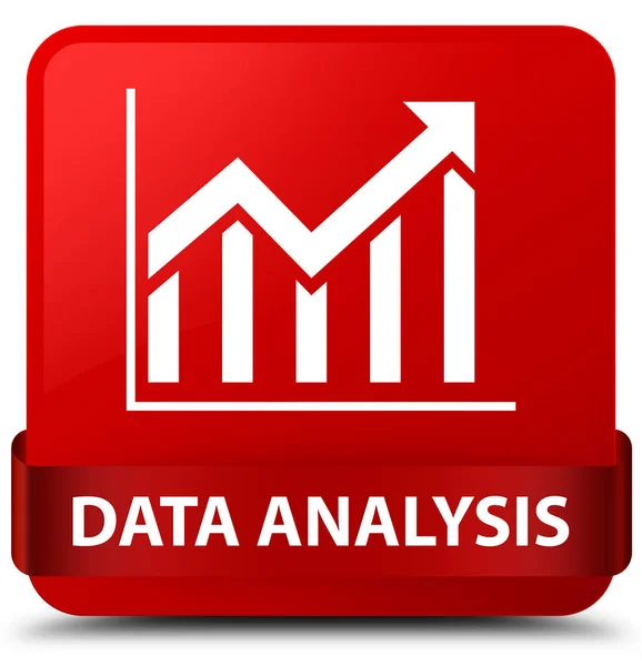 Data analys (statistik ikon) Röda torget knappen rött band i — Stockfoto