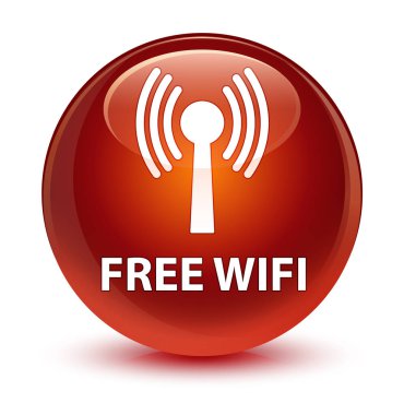 Ücretsiz wifi (wlan ağ) cam gibi kahverengi yuvarlak düğmesi