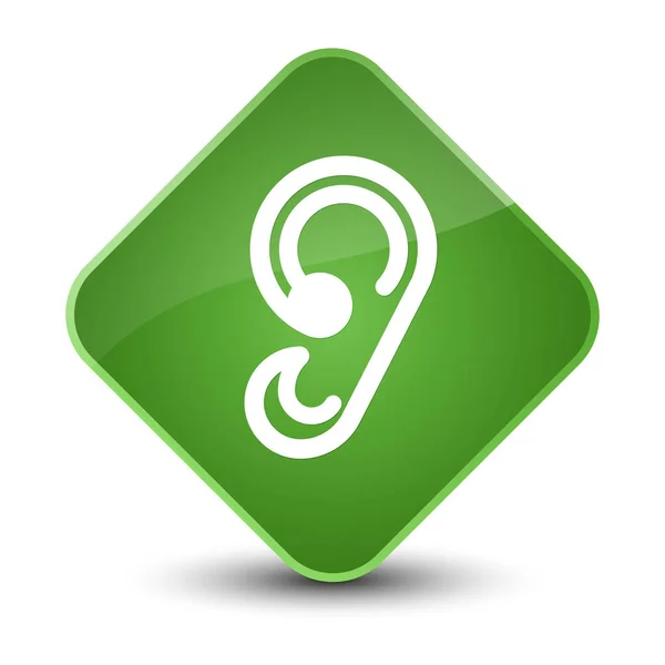Ícone de ouvido elegante botão de diamante verde macio — Fotografia de Stock