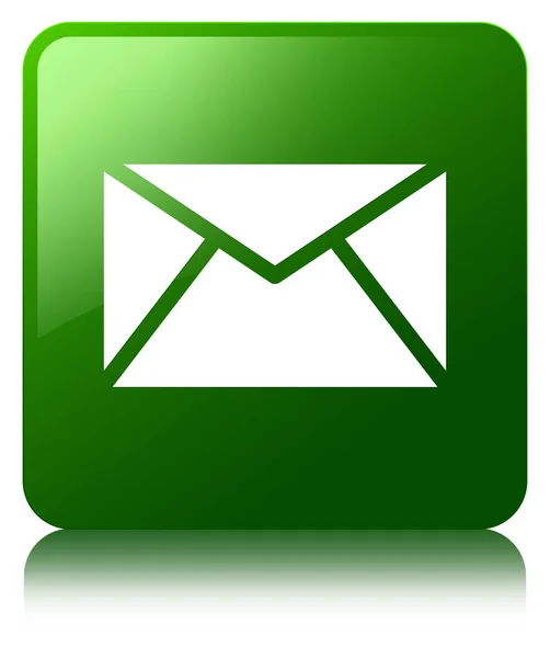 Email icona verde tasto quadrato — Foto Stock
