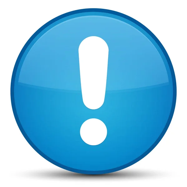Ícone de ponto de exclamação botão ciano especial azul redondo — Fotografia de Stock
