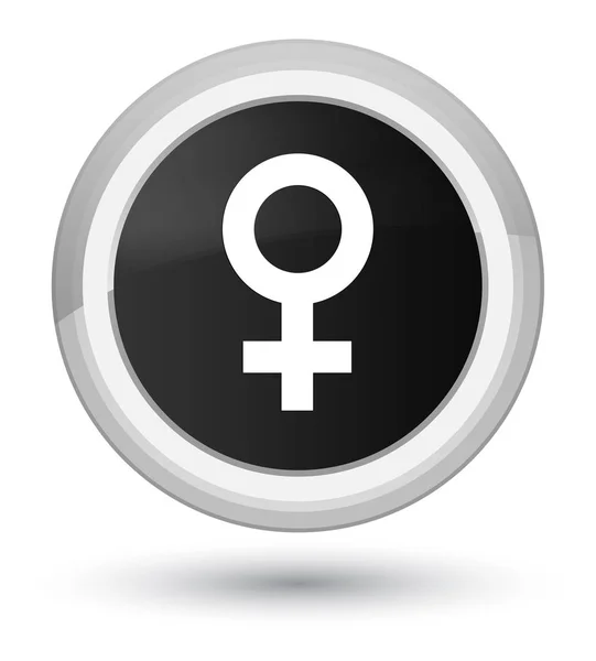 Icona segno femminile primo pulsante rotondo nero — Foto Stock