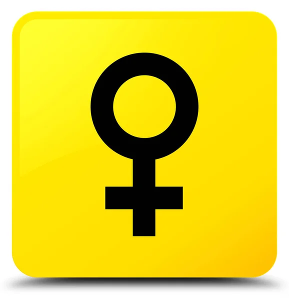 Signo femenino icono amarillo botón cuadrado — Foto de Stock