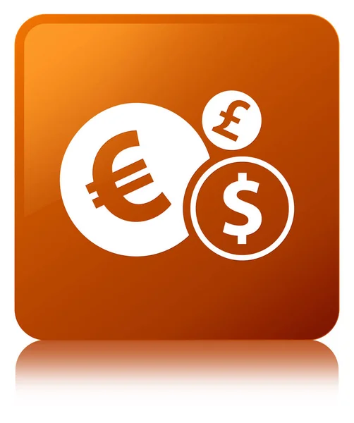 Ícone financeiro botão quadrado marrom — Fotografia de Stock