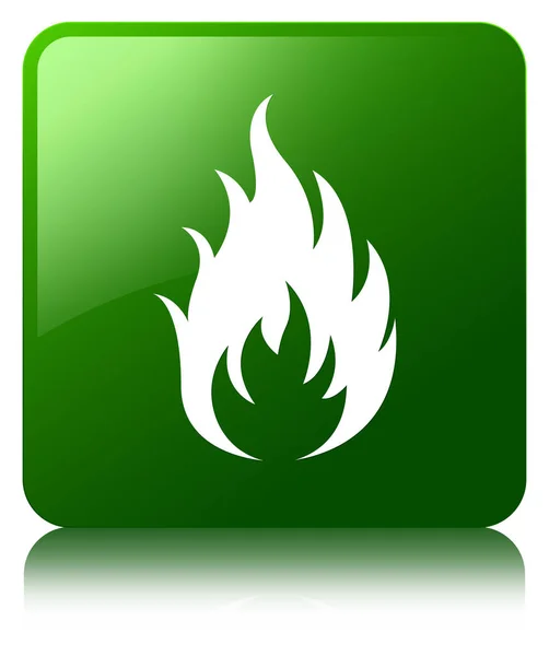 Icono de fuego verde botón cuadrado — Foto de Stock