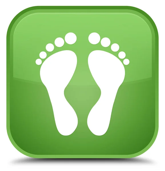 Footprint icon special soft green square button — Stock Photo, Image