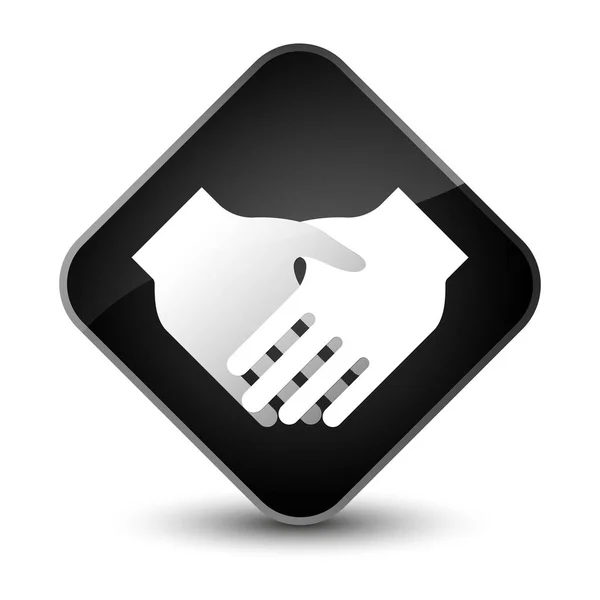 Handshake ikony przycisku elegancki czarny diament — Zdjęcie stockowe
