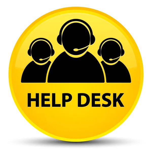Skrivbord (customer care team ikon) speciella gula runda knappen hjälp — Stockfoto