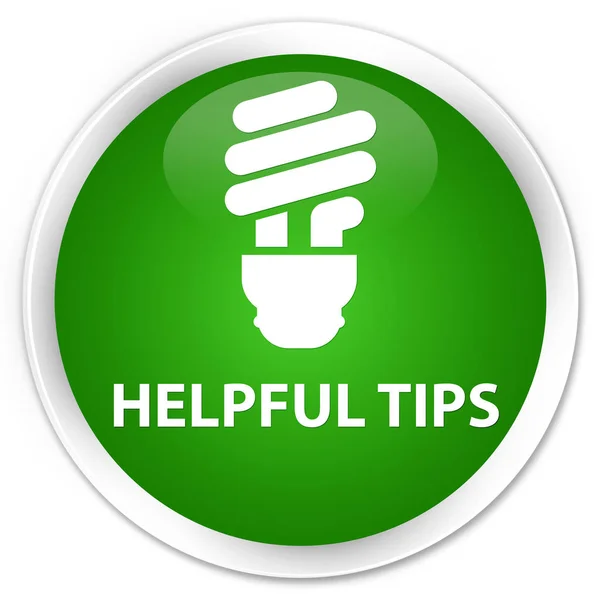 Χρήσιμες συμβουλές (εικονίδιο λάμπας) premium πράσινο στρογγυλό κουμπί — Φωτογραφία Αρχείου