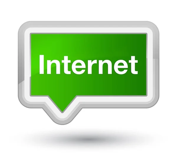 Pulsante banner verde primo Internet — Foto Stock