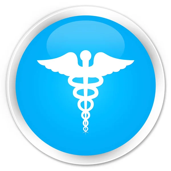 Синяя круглая кнопка с медицинским значком — стоковое фото