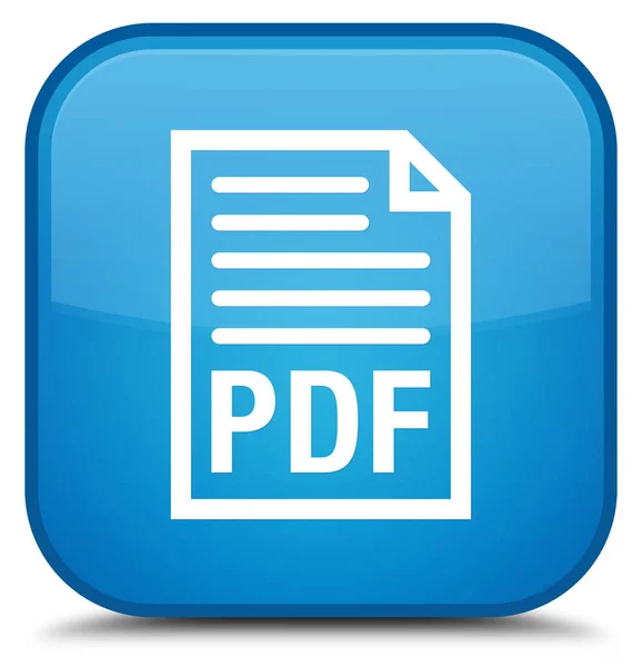 Pdf-Dokument Symbol spezielle cyan blaue quadratische Taste — Stockfoto