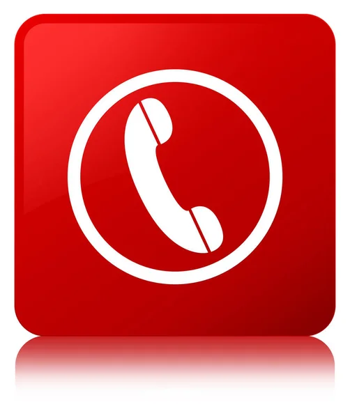 전화 아이콘 빨간색 사각형 버튼 — 스톡 사진