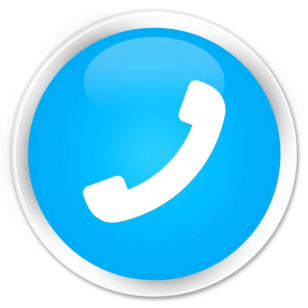 Icône de téléphone bouton rond bleu cyan premium — Photo