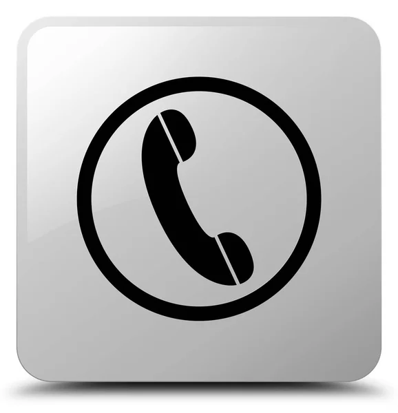 Phone icon white square button — Stock Photo, Image