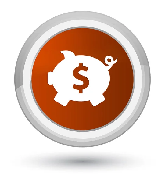 Sparschwein Dollarzeichen Symbol prime braunen runden Knopf — Stockfoto