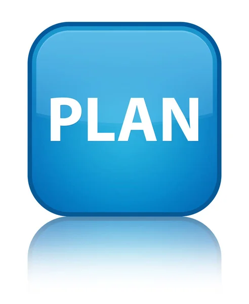 Plan specjalne cyan niebieski przycisk kwadratowy — Zdjęcie stockowe
