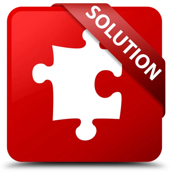 Oplossing (puzzel pictogram) Rode plein knop rood lint in hoek — Stockfoto