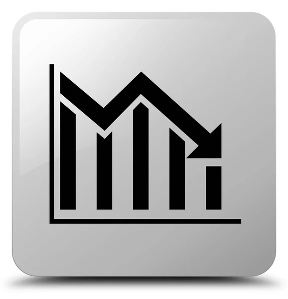 Estatísticas ícone botão quadrado branco — Fotografia de Stock