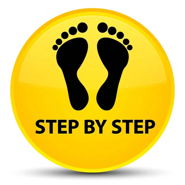 Schritt für Schritt (Fußabdruck-Symbol) spezielle gelbe runde Taste — Stockfoto