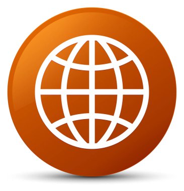 Dünya simgesi kahverengi yuvarlak düğmesi