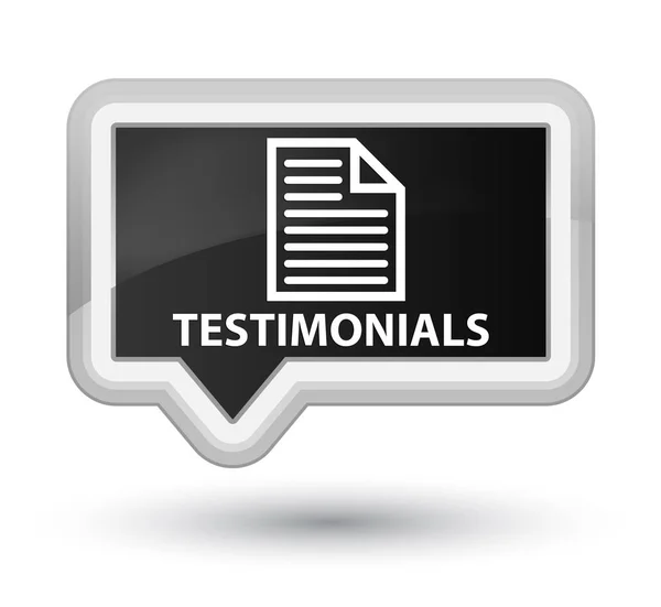 Testimonials (page icon) prime black banner button — Stock Photo, Image