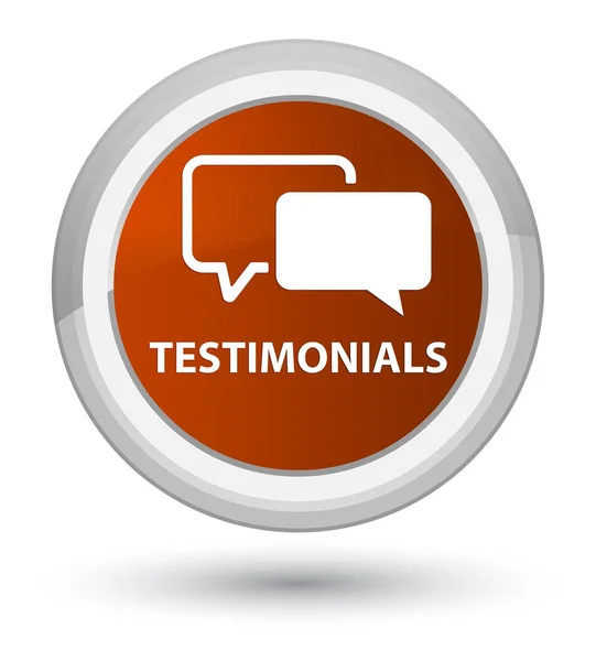 Testimonials prime brown round button — Stock Photo, Image