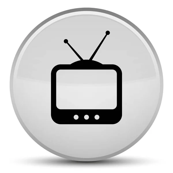 Піктограма телевізора спеціальна біла кругла кнопка — стокове фото