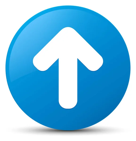 Upload arrow icon cyan blue round button — Stock Photo, Image