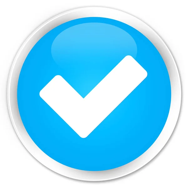 Convalida icona premio ciano blu pulsante rotondo — Foto Stock