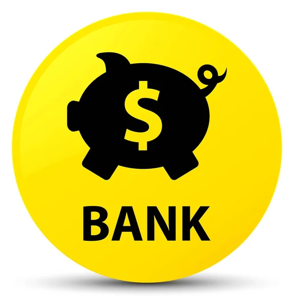 Banco (caja de cerdo signo de dólar) botón redondo amarillo — Foto de Stock