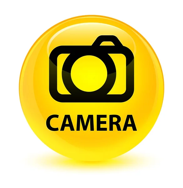 Kamera glasig gelber runder Knopf — Stockfoto