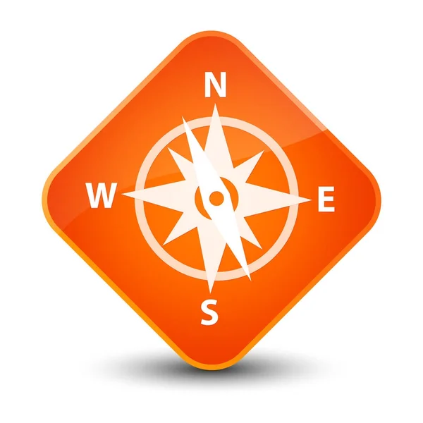 Compass icon elegant orange diamond button — Stock Photo, Image