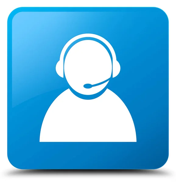 Customer care icon cyan blue square button — Stock Photo, Image