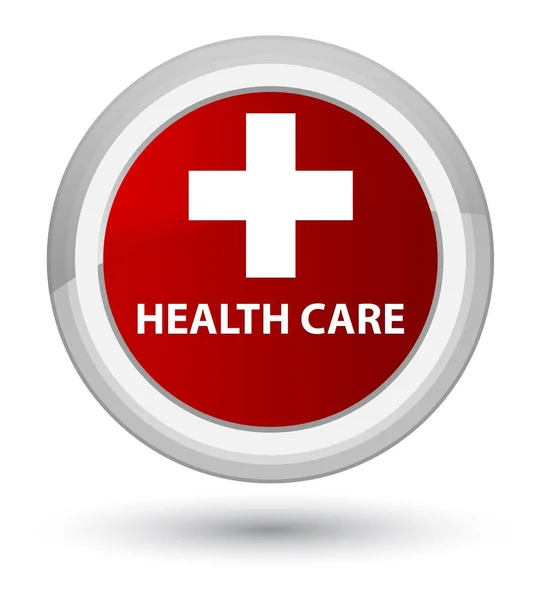 Cuidado de la salud (signo más) botón redondo rojo primo —  Fotos de Stock