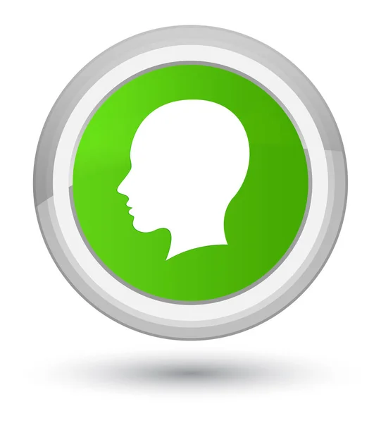 Hlava ženská tvář ikonu prvotřídní měkké zelené kulaté tlačítko — Stock fotografie