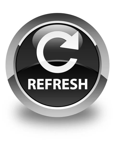 Refresh (rotate arrow icon) glossy black round button