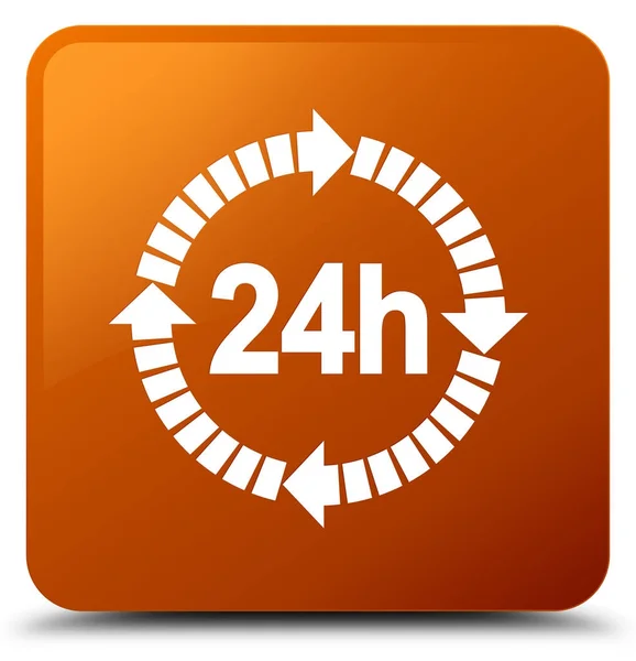 24 horas de entrega ícone marrom botão quadrado — Fotografia de Stock