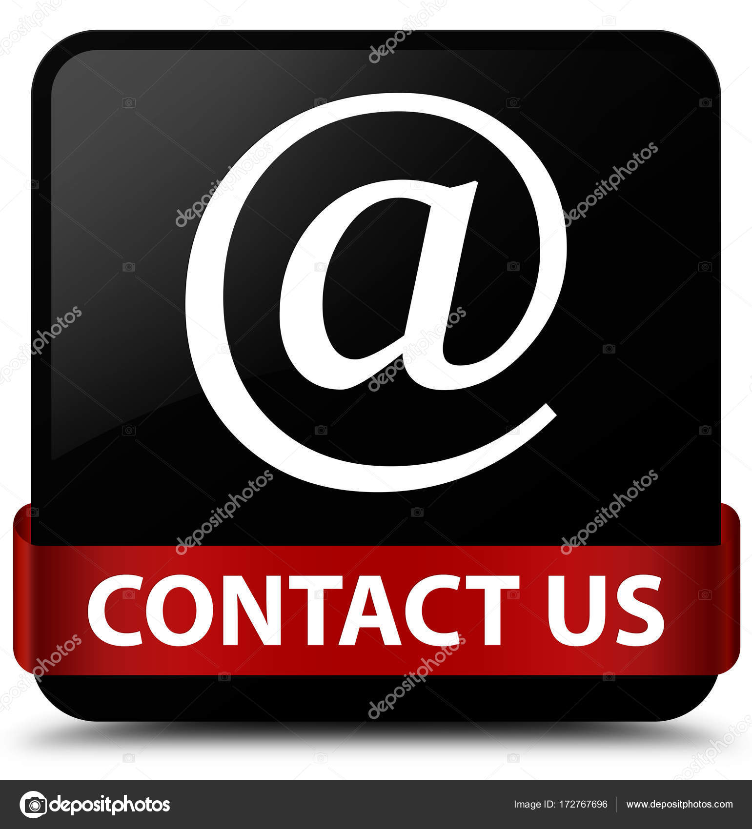 Kontaktieren Sie uns (E-Mail-Adresse Symbol) schwarzer quadratischer Knopf  rotes Band i – Stockfoto © FR_Design #172767696, image size:1541x1700