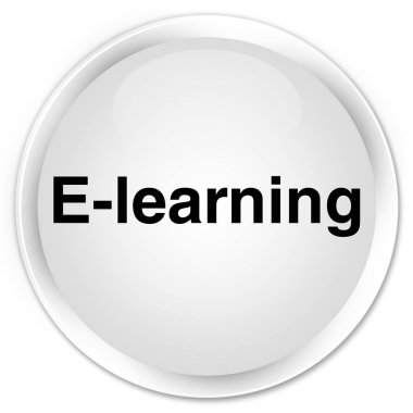 E-öğrenme premium beyaz yuvarlak düğmesi
