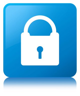 Asma kilit simgesi mavi mavi kare düğme