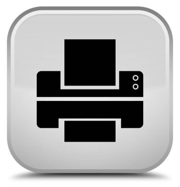 Yazıcı simgesi özel beyaz kare düğme